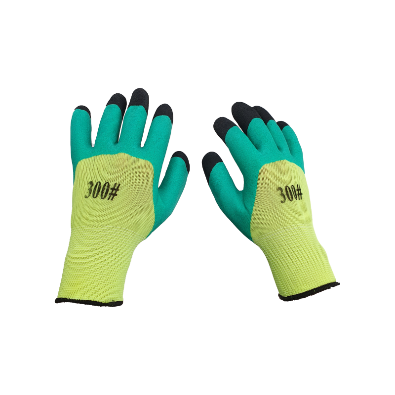 Manusi de lucru, tricot + latex, marime universala, galben-verde-negru Aden