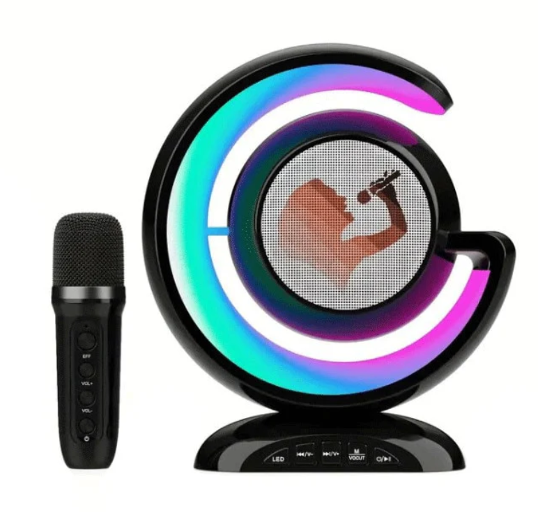 Statie smart wireless pentru karaoke, cu microfon, boxa si iluminare LED RGB, portabila