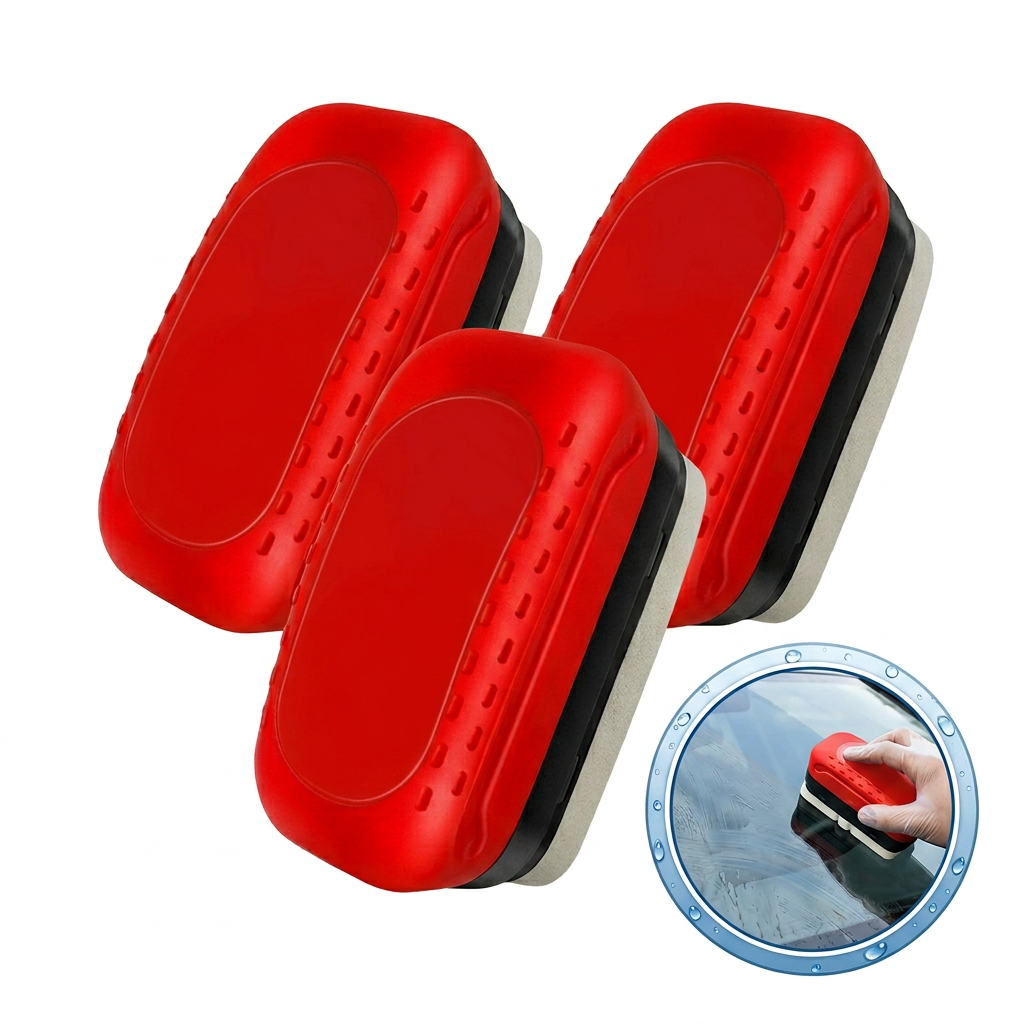 Set 3x Burete Auto Multifuncțional pentru Curățarea Parbrizului | Eliminare Peliculă Ulei | Rezervor Integrat Soluție Curățare | Vizibilitate Maximă