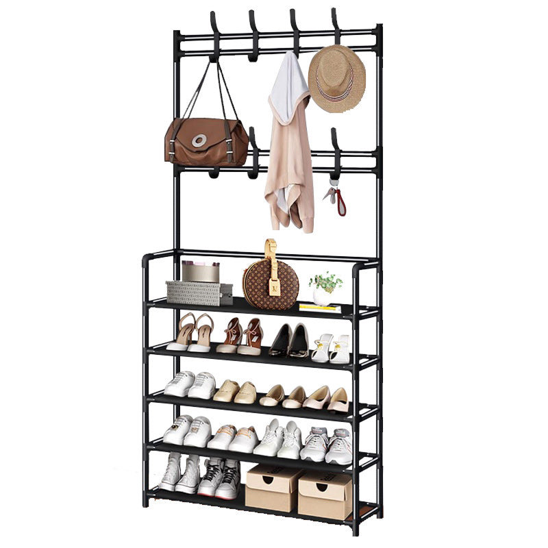 Cuier Haine cu Suport Pantofi | 5 Rafturi | 80 cm Latime | Design Modern | Organizator Hol si Dressing