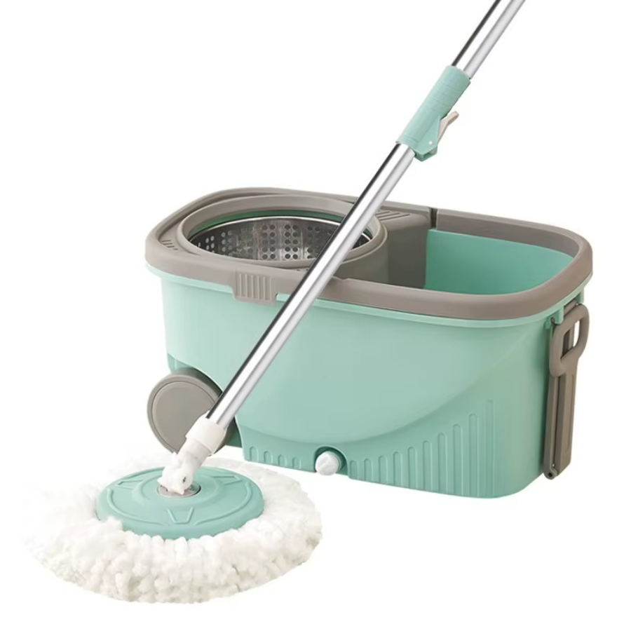 Mop Piatto Rotante 360° Con 4 Panni In Microfibra - Scopa Per Pavimenti In Legno, Piastrelle E Laminato - Leggero E Salvaspazio (Bianco)