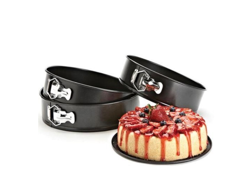 Set 3 forme de tort, 24, 26 si 28 cm , baza detasabila, rotunda, negru