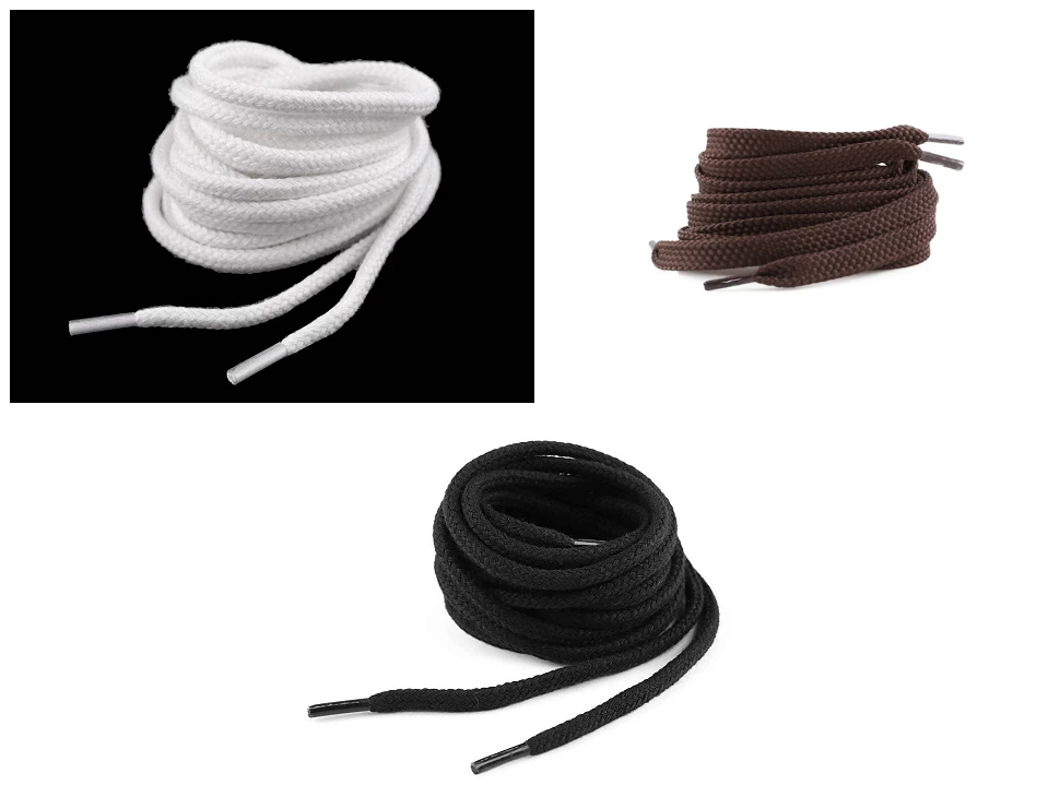Set 3 Sireturi rotunde din bumbac, lungime 100 cm, Negru/Alb/Maro