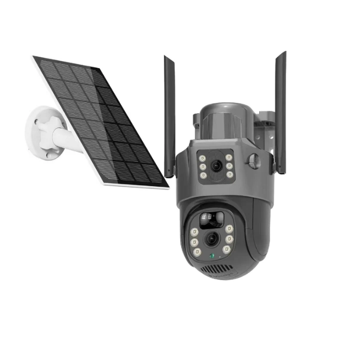 Camera Video de Supraveghere 4K - Cartela SIM 4G / Wi-Fi - Doua Lentile, Panou Solar