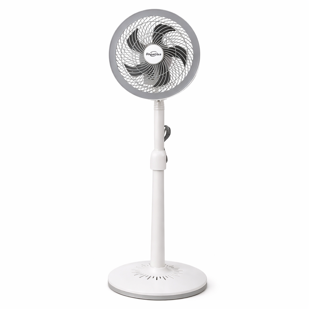 Ventilator De Podea Telescopic 25W | 2 Viteze Oscilatie | Reglabil Pe Inaltime | Silentios Alb Gri