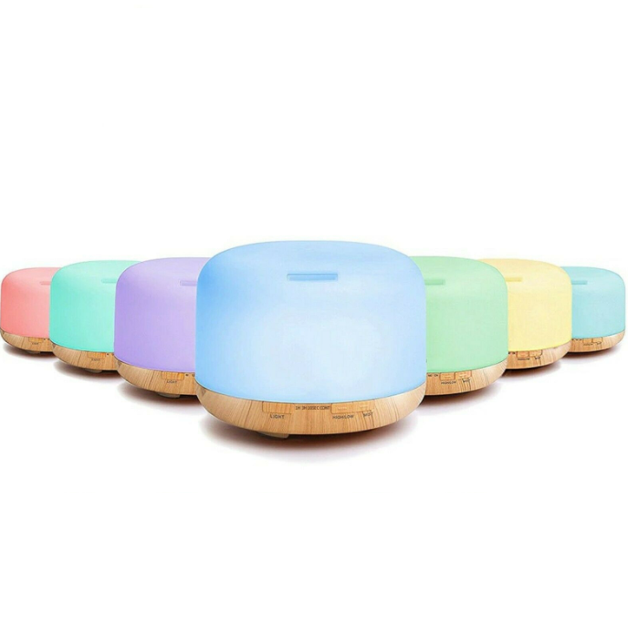 Umidificator ultrasunet cu telecomanda, capacitate 500ml, led 7 culori teleMAG