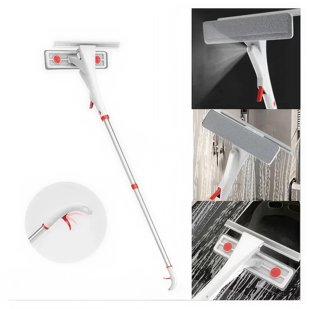 Stergator Geamuri cu Pulverizator | Racleta Silicon + Laveta Microfibra | Maner 125 cm | Latime 26 cm