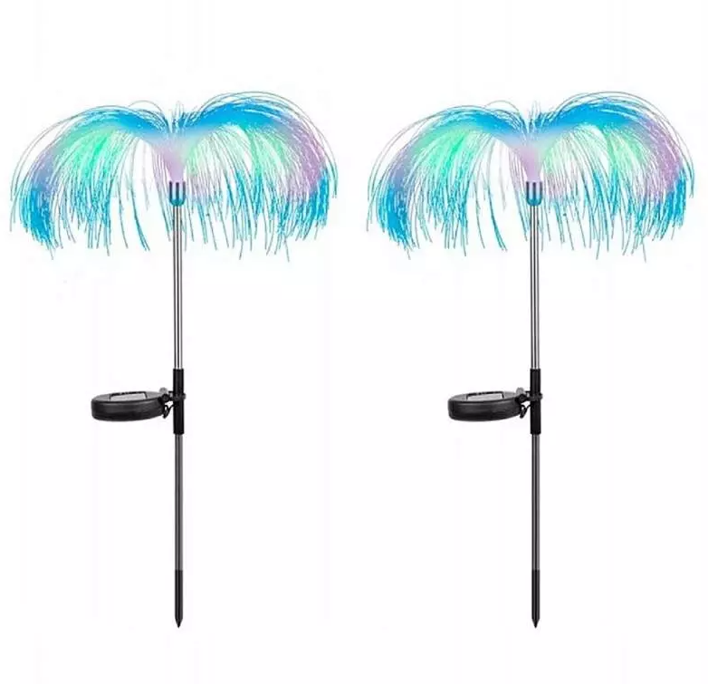 Set 2 x Lampi Solare, Fibra Optica, LED, Model Meduza, Multicolore, JellyFish Lamp
