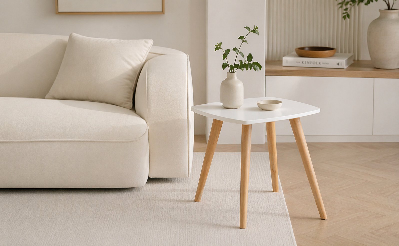 Masuta cafea alba patrata 57x55 cm – Stil minimalist, practica si usor de integrat in orice camera