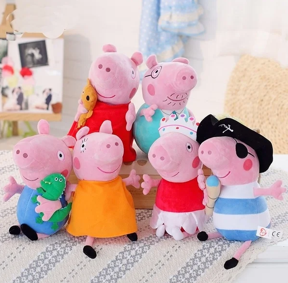 Set 6 jucarii muzicale, desene animate familia Peppa Pig de plus