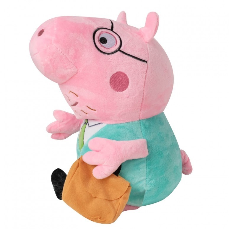 Figurina muzicala peppa pig de plus , roz/turcoaz, 25 cm, + 2 ani