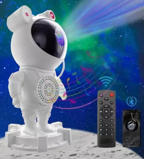 Proiector de stele si aurora boreala in forma de astronaut cu functie de boxa bluetooth