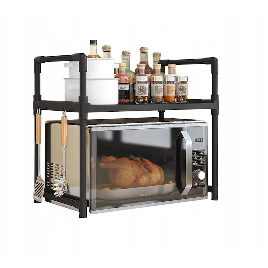 Etajera Cuptor Microunde 2 Niveluri | Organizator Bucatarie Multifunctional | Plastic Rezistent | 49x48x32 Cm