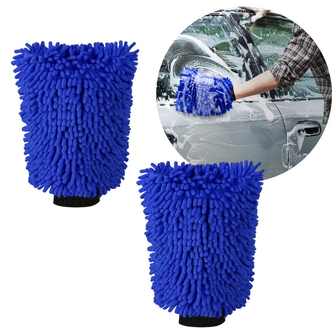 1+1 PROMO Manusa Spalat Auto Microfibra Chenille | Reutilizabila | Fara Zgarieturi | Curatare Eficienta | Albastru