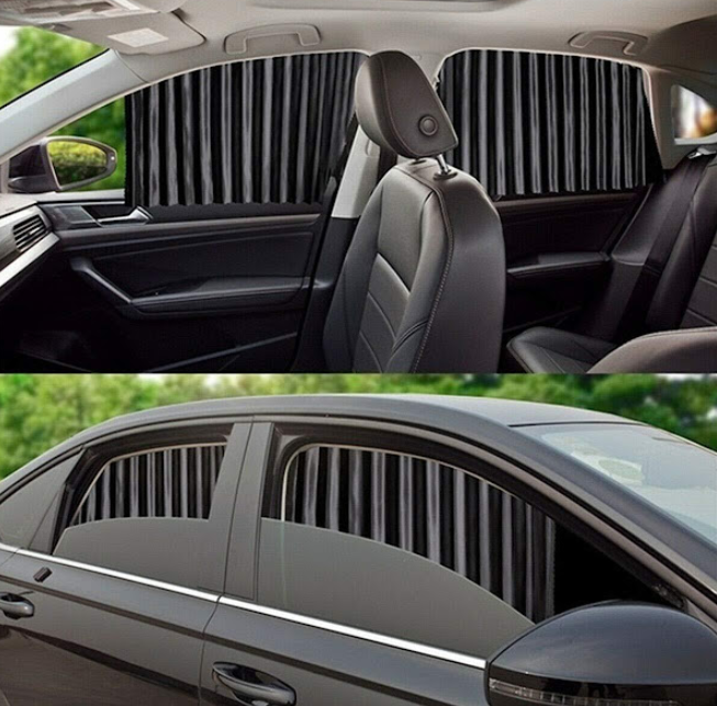 Set 4 parasolare retractabile auto, geamuri laterale fata-spate, 65cm, negru. 