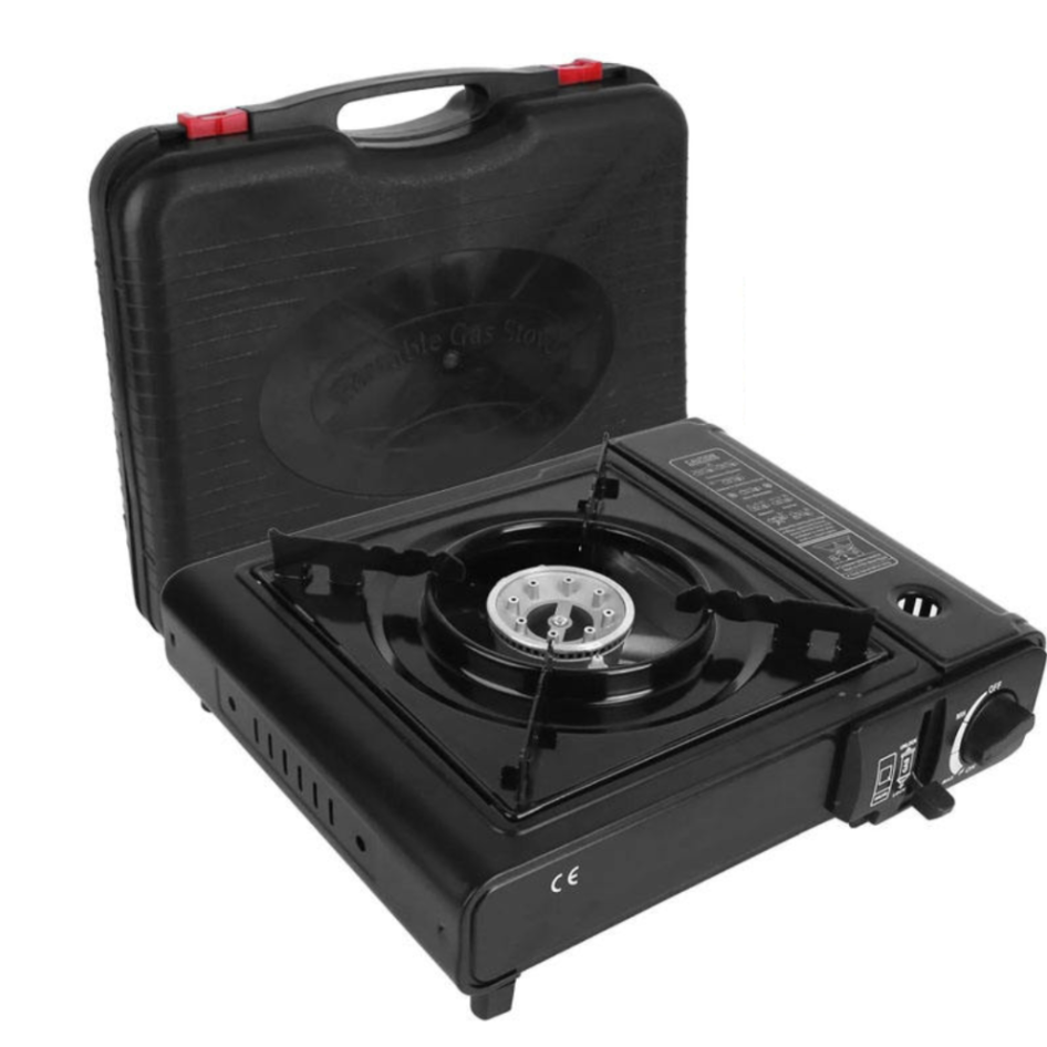 Aragaz portabil camping, aprindere automata, negru, Valiza transport inclusa