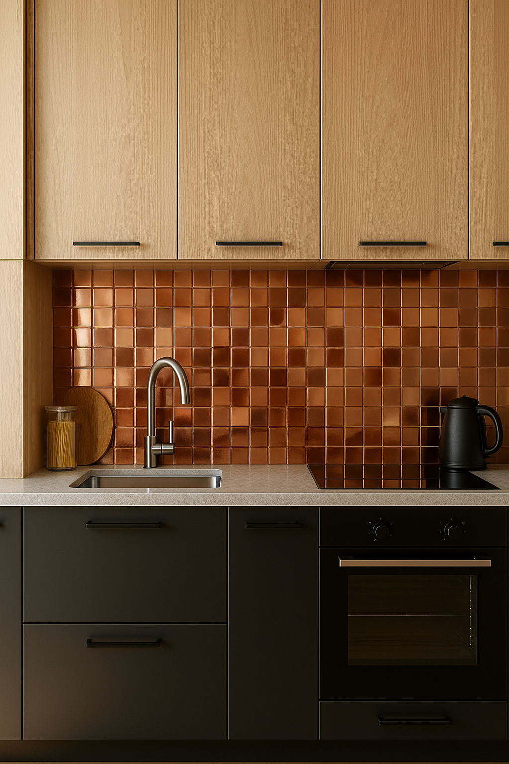 Folia Autoadeziva cu Model Mozaic Bronz, 60x300 cm - Tapet Decorativ Lavabil