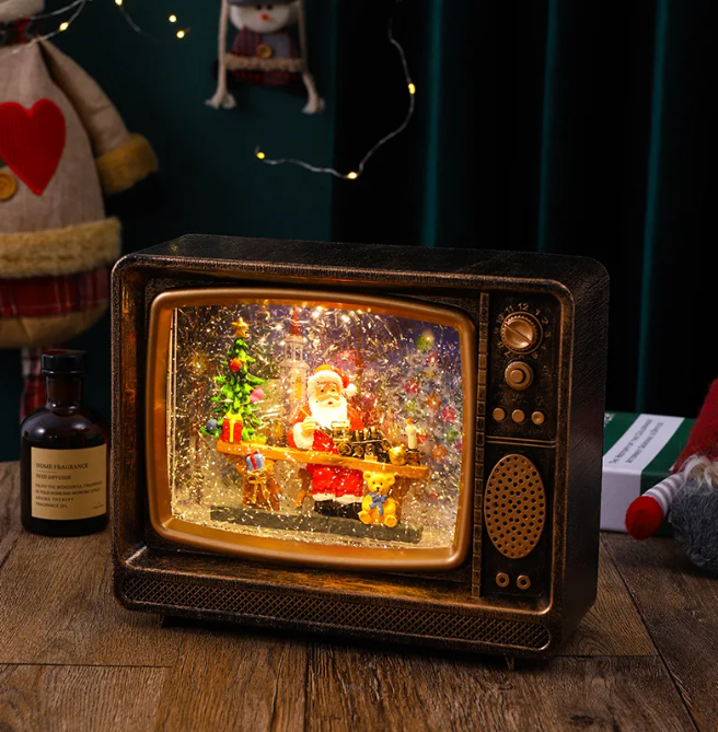 Decoratiune luminoasa muzicala "Televizorul lui Mos Craciun"