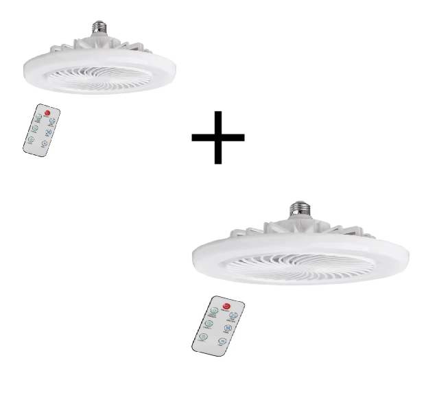 PROMO 1+1 Ventilator de Tavan, Tip Aplica, LED E27 – 30W, 3 Trepte de Viteză, Alb