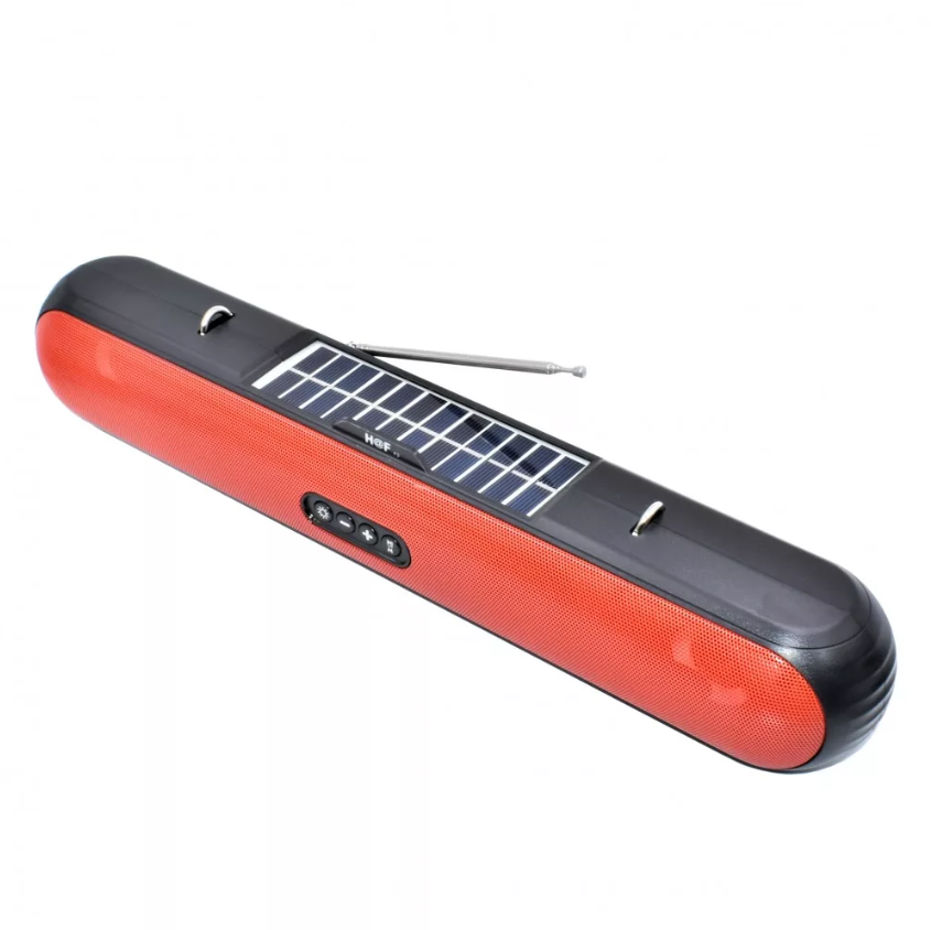 Boxa portabila HF-F3, Bluetooth, USB, TF, AUX, Radio FM, handsfree, incarcare solara, negru/rosu