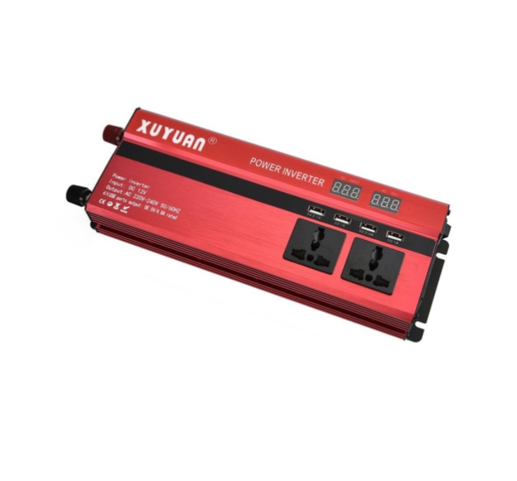 Invertor Auto pentru Sistem Solar, 12V, Display Dublu cu 4 Mufe USB, 2 Iesiri