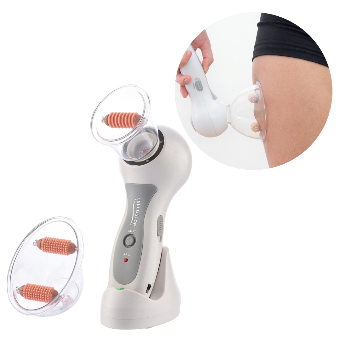 Aparat De Masaj Anticelulitic Cu Vacuum | 2 Capete Inter-schimbabile | Tonifiere Si Remodelare Corporala | Alb