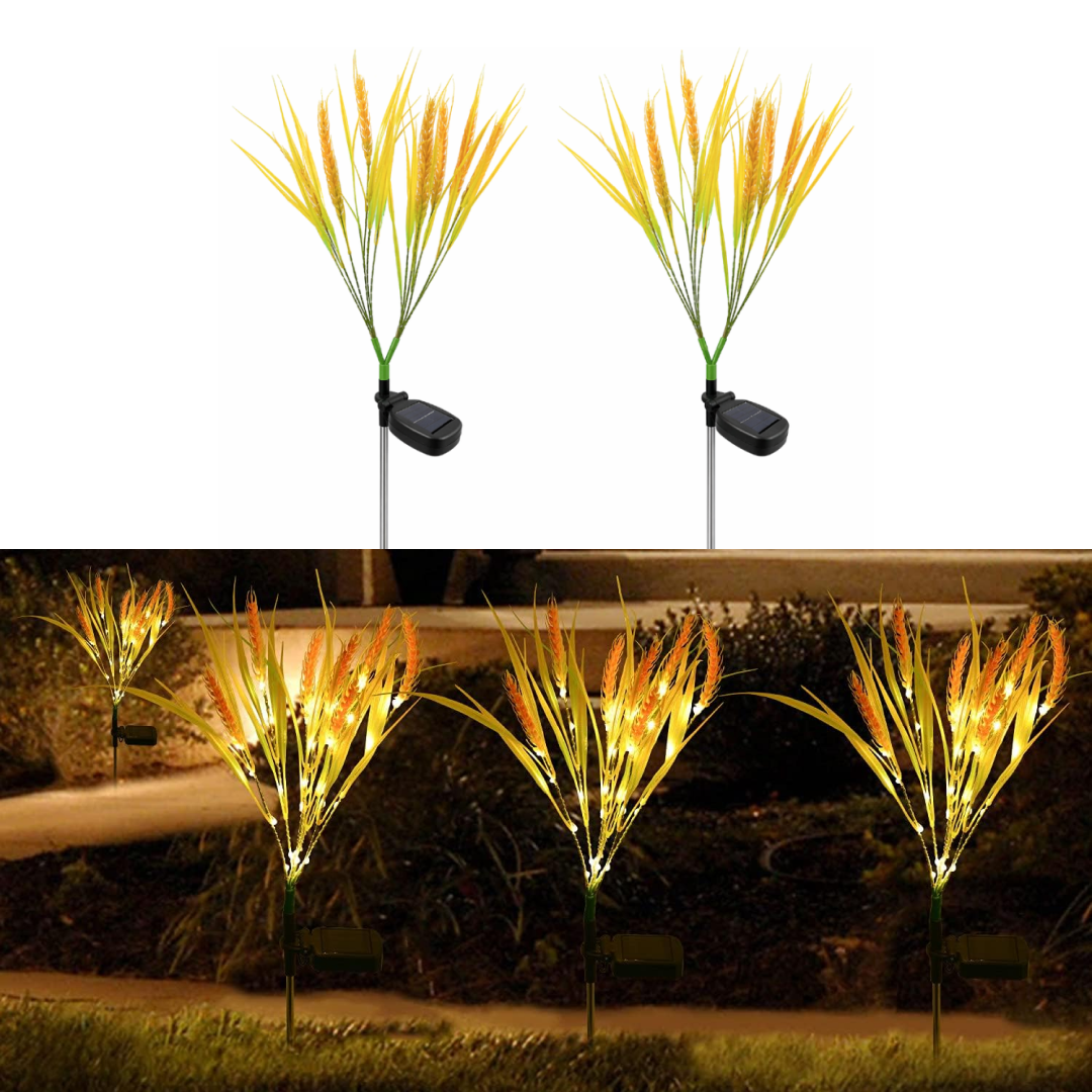 Set 2 Lampi Solare Spice de Grau 70cm | LED Alb Cald | IP66 | Senzor Automat | Gradina Curte