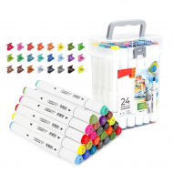 Set 24 markere pentru colorat cu 2 capete, Art Marker, Varf dublu, Cutie de transport