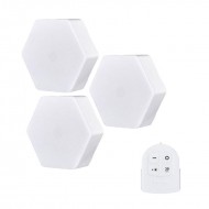 Set 3 Spoturi hexagonale cu telecomanda LED 