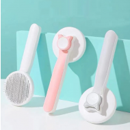 Perie par animale, caini si pisici, cu buton autocuratare si peri masaj