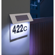 Numar de casa din inox, cu iluminare LED si alimentare solara