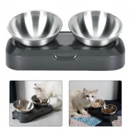 Set 2 boluri inox , pentru hrana animalelor, cu suport si inclinare reglabila