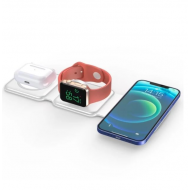 Incarcator 3 in 1, Dock Fold, Incarcare wireless 15W, Pliabil, Alb