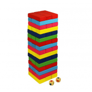1 + 1 GRATIS - Joc Jenga din lemn, multicolor, 19 cm, 54 piese