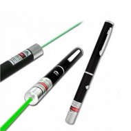 Laser pointer verde cu 12 capete interschimbabile si 2 baterii incluse, de tip pix, metalic