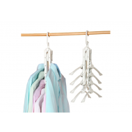 Umeras organizator haine 8 in 1, pliabil, economisire pana la 80% din spatiu, rotire 360 grade, alb,