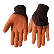 Manusi de lucru, tricot + latex, marime universala, maro inchis-maro deschis teleMAG