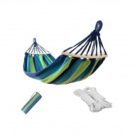 Hamac dublu din bumbac, cu bara de lemn, 200 x 160cm, teleMAG