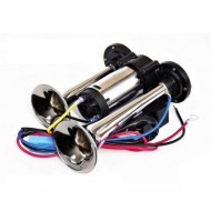 Claxon Auto Flexzon, cu 2 pipe Cromate si Compresor Integrat, Universal, Camion, TIR ,12V