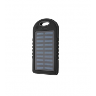 Incarcator solar, Powerbank, 20000mAh, lanterna LED incorporata, 1W, 2xport USB, 1 port microUSB, negru, 15x8x2 cm