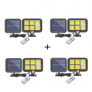 Set 4 lampi cu panou solar, 6 COB , putere 250 W, cu senzor de miscare, suport si telecomanda