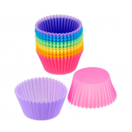 Set 12 forme de copt pentru briose, Reutilizabile, Silicon, 7 cm, multicolor