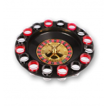 Ruleta cu Shot-uri diametru de 30cm cu 16 pahare sticla rosu si negru si 2 bile metal