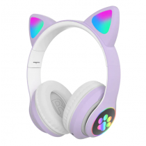 Casti wireless pliabile cu urechi de pisica iluminate LED, STN-28, Bluetooth 5.0, Bass Stereo