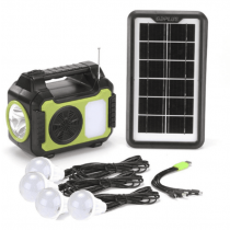 Kit solar GD-8072 echipat cu dispozitive, USB, 4 becuri LED si radio