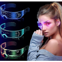 Ochelari pentru petrecere LED, 7 Culori, 21 efecte iluminare, Control dublu, Stilul cyberpunk