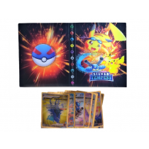 Pachet Promo : Album de colectie Pokemon + Carti Pokemon Gold 3D Hologram Lenticular, Pachet 27 piese