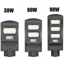 Lampa stradala cu incarcare solara, 30/60/90W, telecomanda si suport incluse