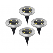 Set 4 Lampi Solare Gradina Tip Spot,  IP65, 600 mAh, 4x LED, Senzor de lumina, Otel Inoxidabil, Exterior, Alb cald