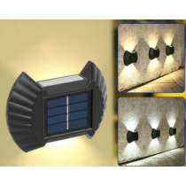 Set 4 lampi solare de perete cu lumina bidirectionala, 2 Led, lumina rece